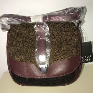 Danielle Nicole Wine Leather Saddlebag w/ Faux Fur